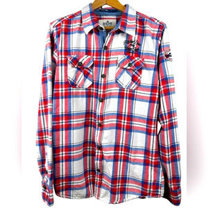 Ritchie plaid flannel button down shirt, Medium, Country Casual Work Warm Cozy